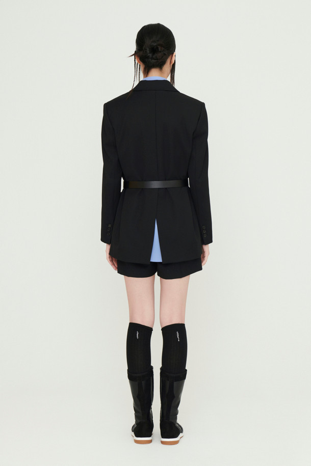 LUCKY CHOUETTE - 자켓 - Back Slit Option Belt Single Jacket (black)