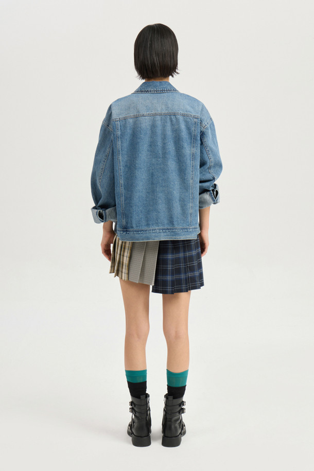 LUCKY CHOUETTE - 자켓 - Front Detail Denim Collar Jacket (blue)