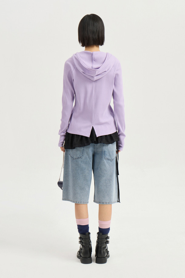 LUCKY CHOUETTE - 롱/미디팬츠 - Color Block Bermuda Denim Pants (blue)