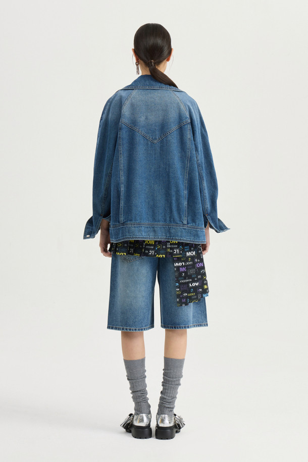 LUCKY CHOUETTE - 데님 - [Atelier] Studded Denim Shorts (blue)