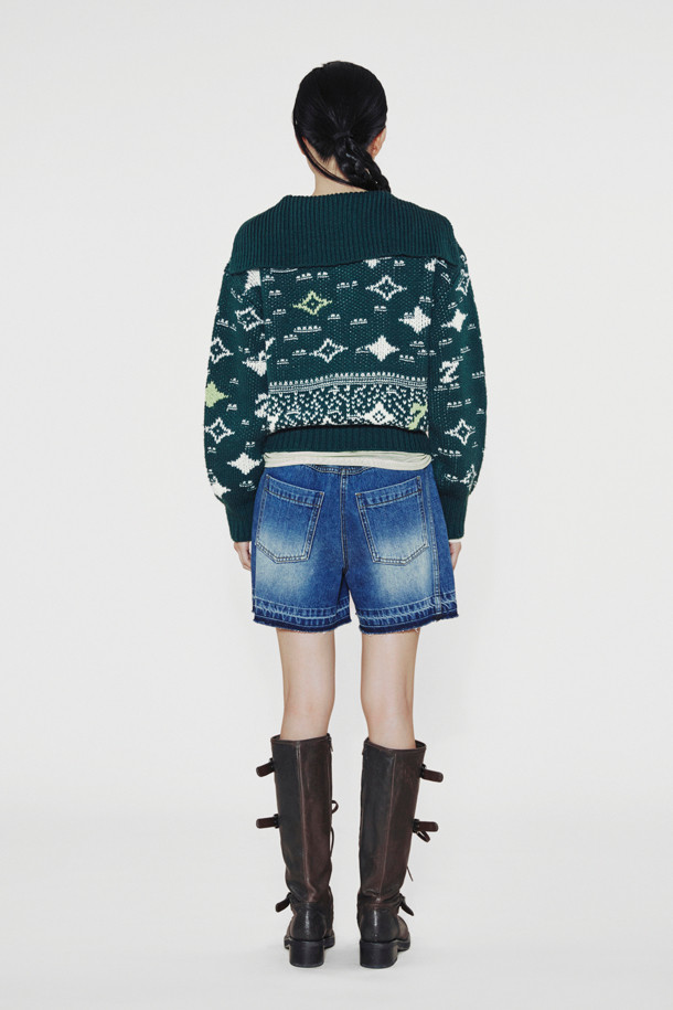 LUCKY CHOUETTE - 쇼트팬츠 - [Holiday Edition] Studded Denim Shorts (blue)