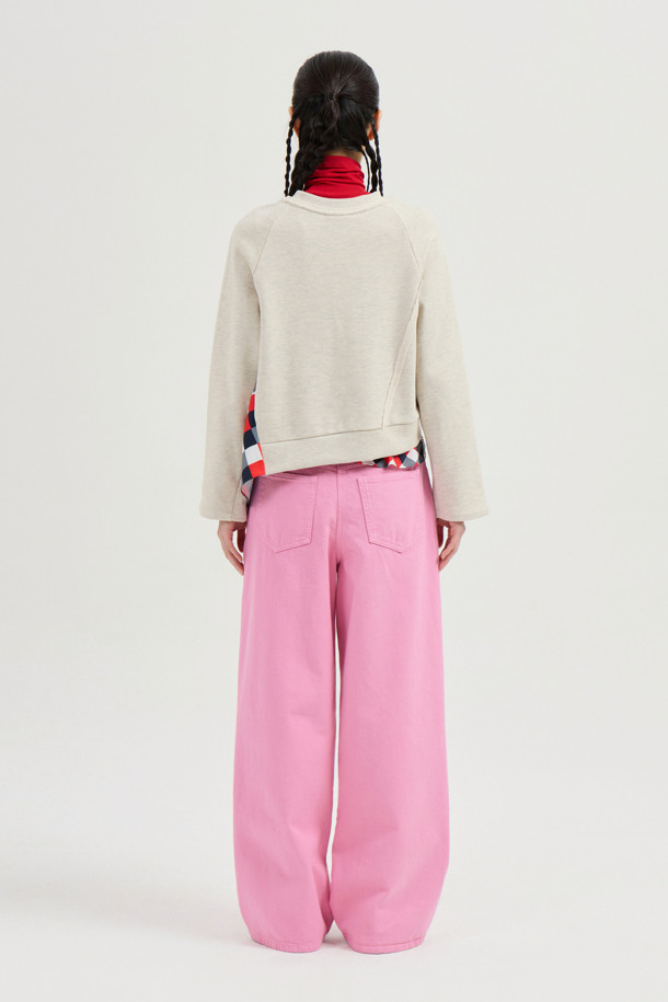 LUCKY CHOUETTE - 데님 - Two-tuck Dying Denim Pants (pink)