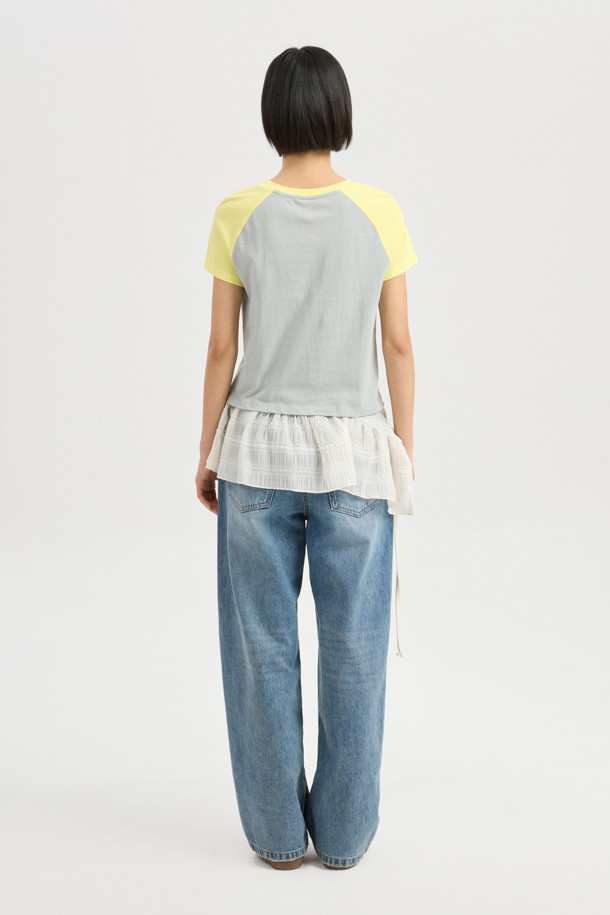 LUCKY CHOUETTE - 롱/미디팬츠 - Waist-banded Denim Pants (blue)