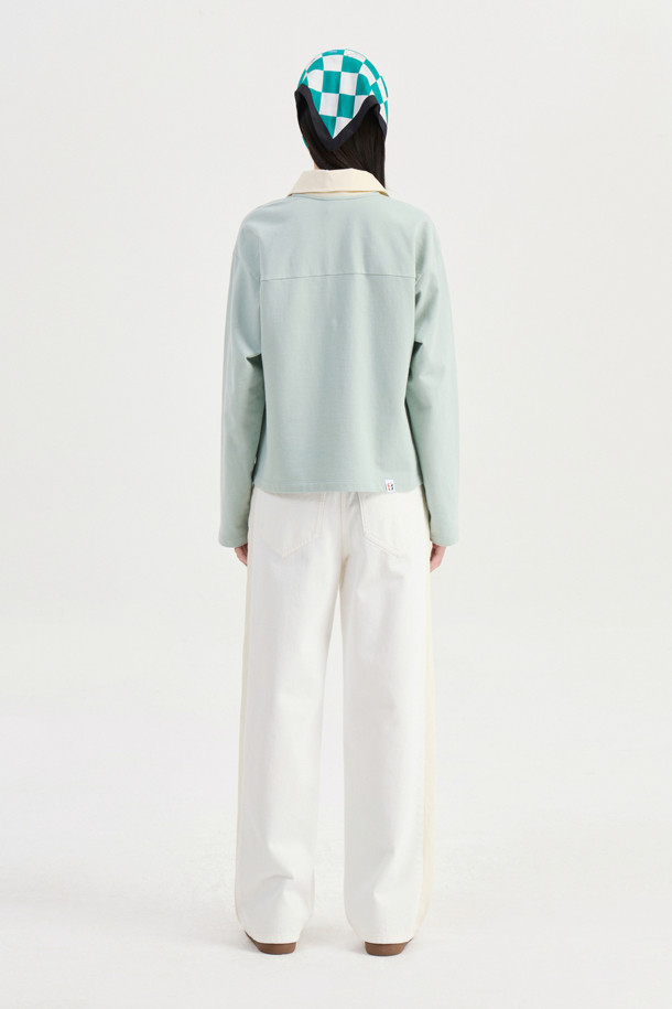 LUCKY CHOUETTE - 롱/미디팬츠 - Waist Coloring Cocoon Fit Denim Pants (ivory)