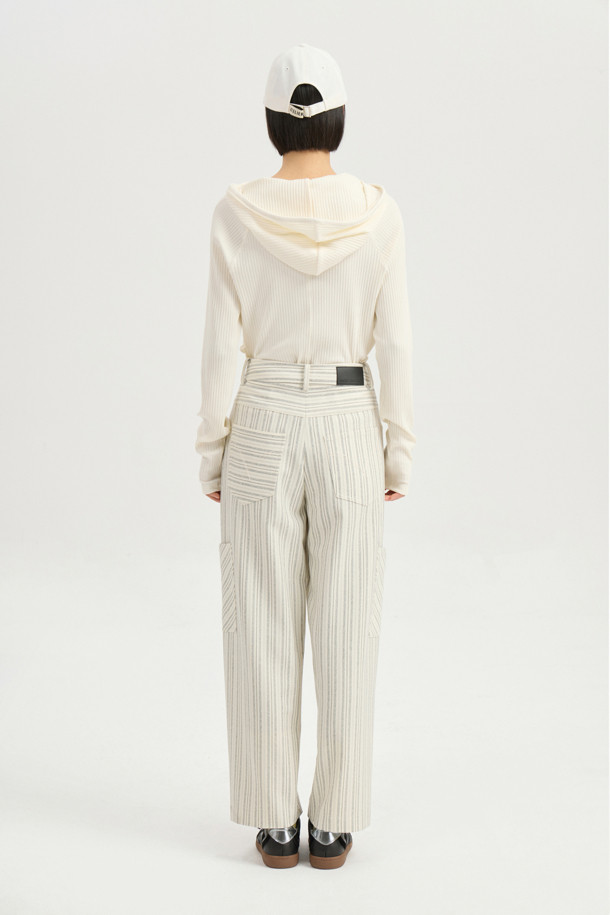 LUCKY CHOUETTE - 롱/미디팬츠 - Pocket Point Stripe Pants (ivory)