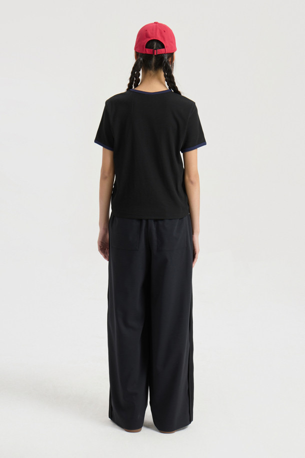 LUCKY CHOUETTE - 롱/미디팬츠 - Side Colored Banding Pants (dark grey)