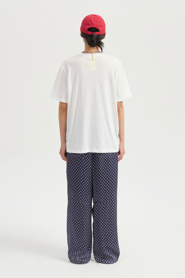 LUCKY CHOUETTE - 롱/미디팬츠 - [Re-Order] Dot Print Jogger Banding Pants (navy)
