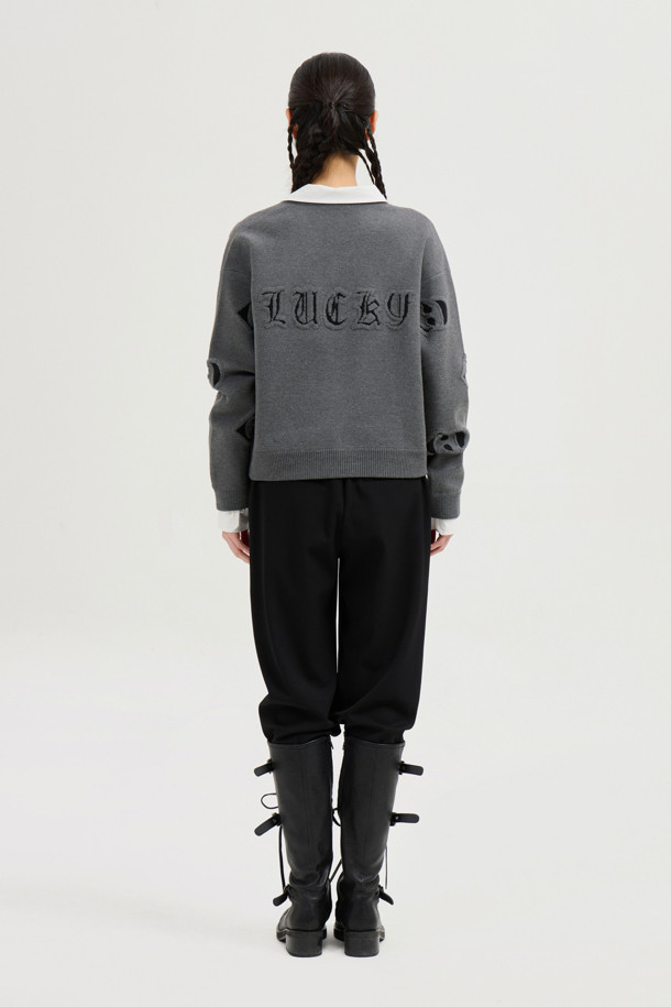 LUCKY CHOUETTE - 롱/미디팬츠 - Straight Back-banding Pants (black)