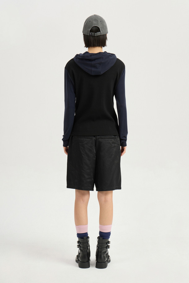 LUCKY CHOUETTE - 후디 - Colored Slim Fit Hood T-shirt (black)