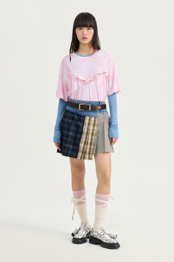 LUCKY CHOUETTE - 반소매 티셔츠 - Bustier Point Half Sleeve T-shirt (pink)