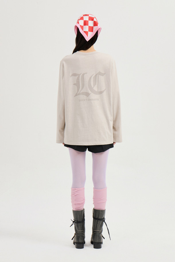 LUCKY CHOUETTE - 긴소매 티셔츠 - Pigment Loose-Fit Long-Sleeved T-shirt (light beige)