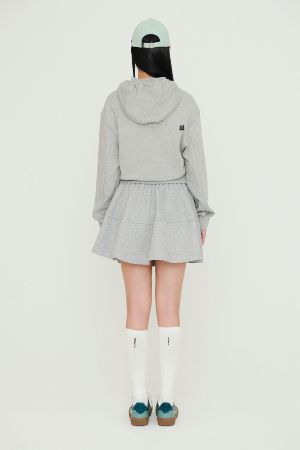 LUCKY CHOUETTE - 후디 - Embroidery Point Cropped Hoodie  T-shirt (melange grey)