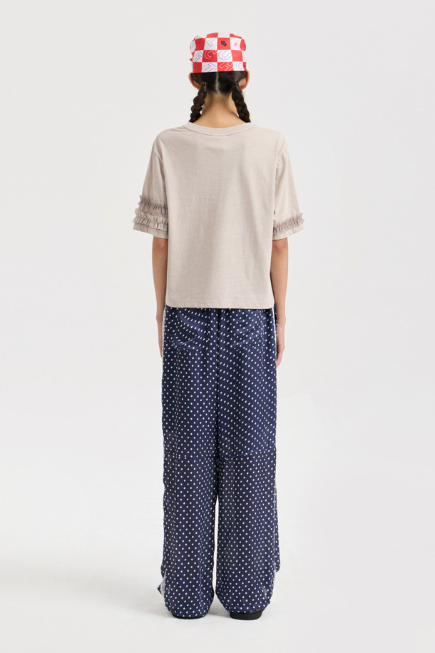 LUCKY CHOUETTE - 반소매 티셔츠 - Frill Half Sleeve T-shirt (light beige)