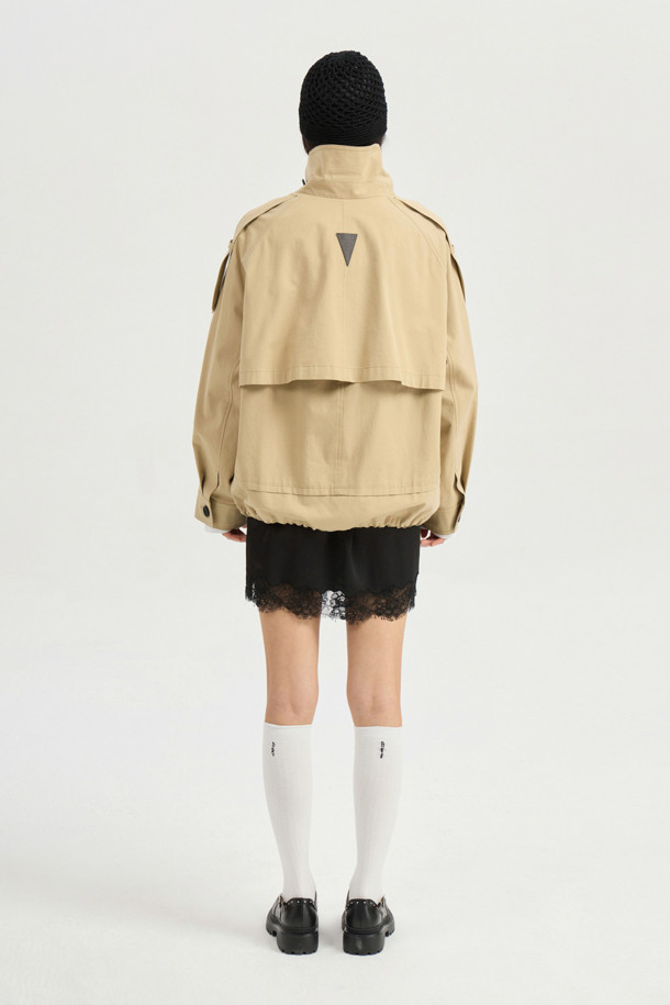 LUCKY CHOUETTE - 점퍼 - Unbalance Collar Volume Short Jumper (beige)