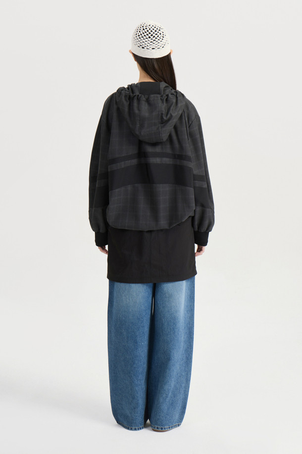 LUCKY CHOUETTE - 점퍼 - [Atelier] Check Hood Anorak Jumper (grey)