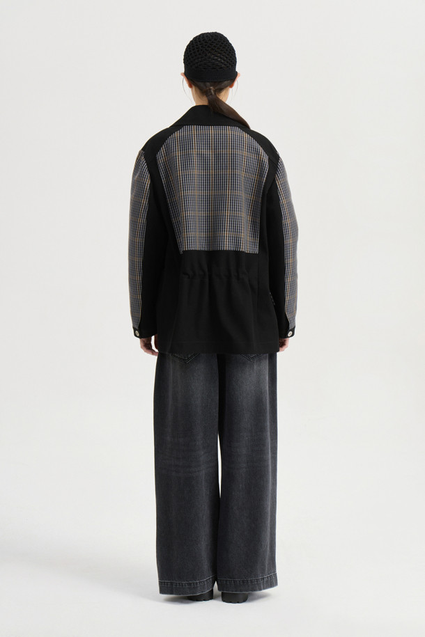 LUCKY CHOUETTE - 점퍼 - [Atelier] Check MIX Waist String Jumper (black)