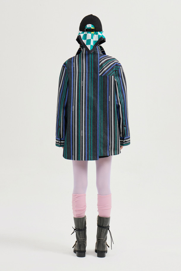 LUCKY CHOUETTE - 점퍼 - Striped Printed Shirt-type Jumper (multi color)