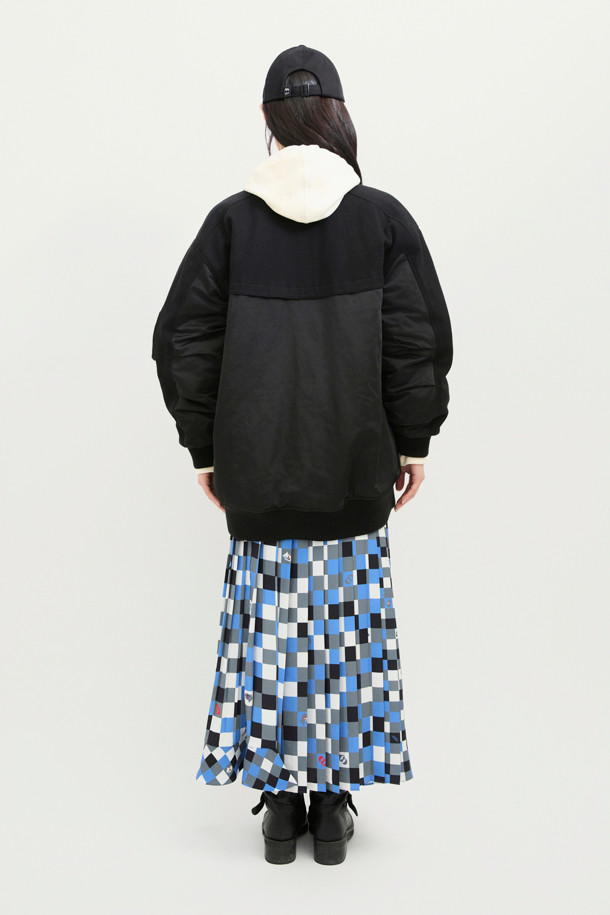 LUCKY CHOUETTE - 패딩 - Wool Patch Padded Jumper (black)