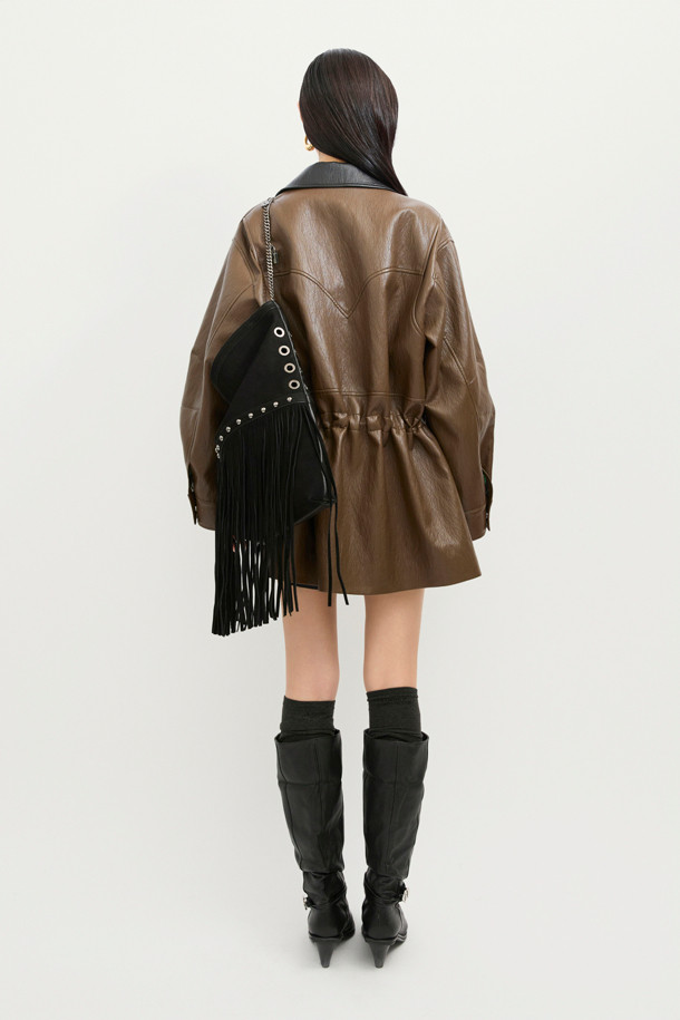 LUCKY CHOUETTE - 점퍼 - Utility Fake Leather Jumper (brown)