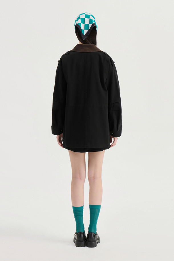 LUCKY CHOUETTE - 점퍼 - Collar Coloring Walk Jumper (dark black)