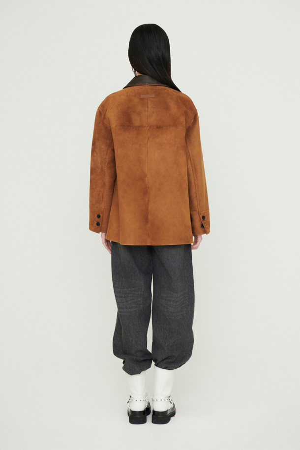 LUCKY CHOUETTE - 점퍼 - [Atelier] Colored Collar Real Suede Jumper (brown)