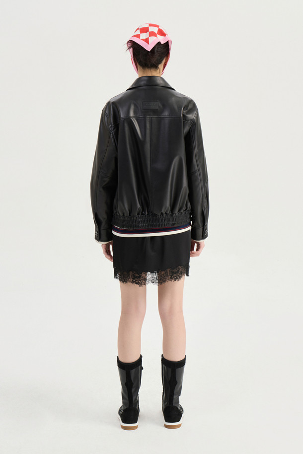 LUCKY CHOUETTE - 점퍼 - [Re-Order][Atelier] Work Jacket Real Leather Jumper (black)