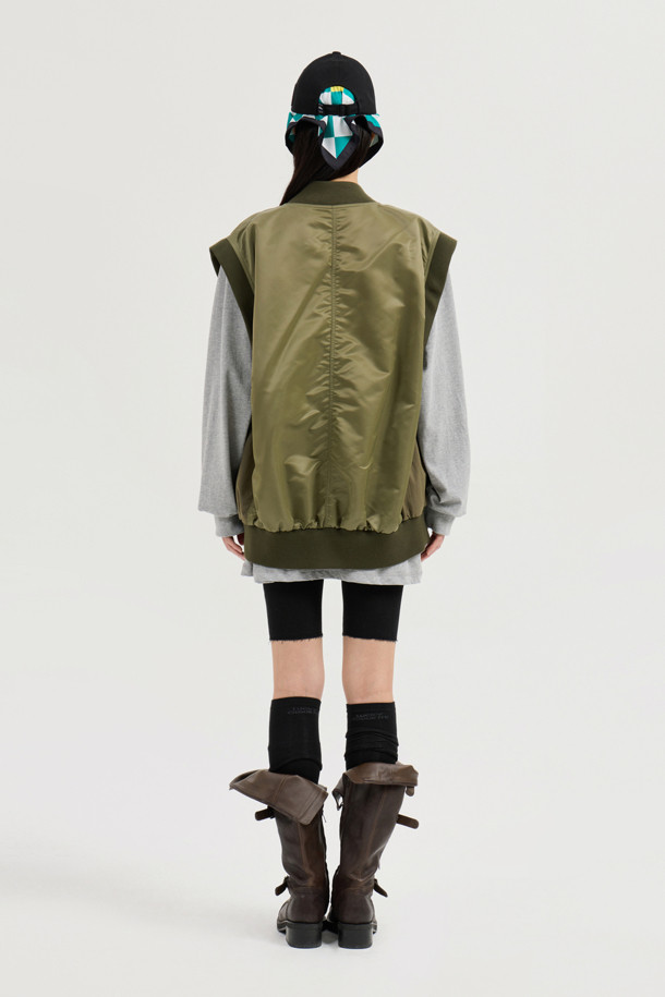 LUCKY CHOUETTE - 베스트 - Leather Pocket Sleeveless Vest (khaki)