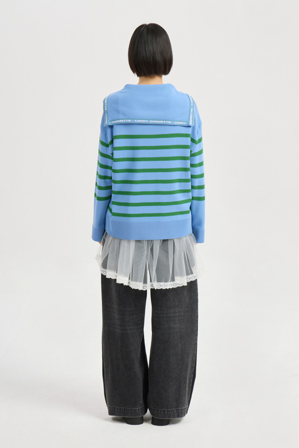 LUCKY CHOUETTE - 스웨터 - Sailor Zip up Pullover (blue)