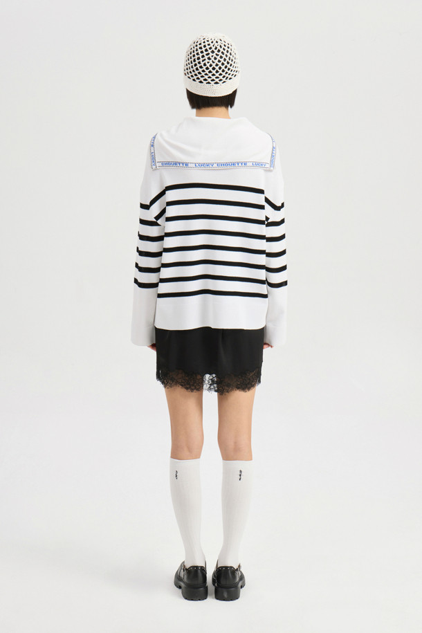 LUCKY CHOUETTE - 스웨터 - Sailor Zip up Pullover (ivory)