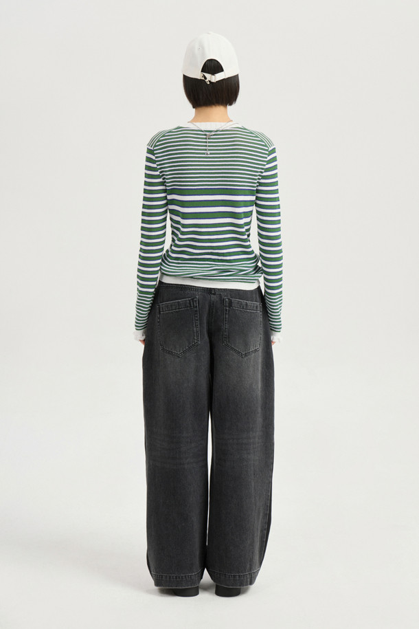 LUCKY CHOUETTE - 스웨터 - Stripe Slim Fit Pullover (green)