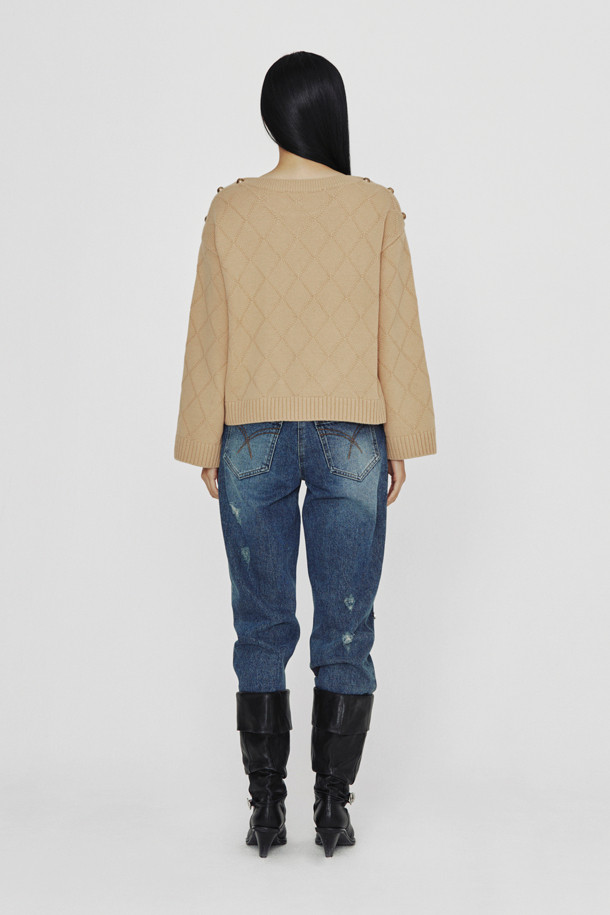 LUCKY CHOUETTE - 스웨터 - [Holiday Edition] Front Accentuated Knit Pullover (camel)