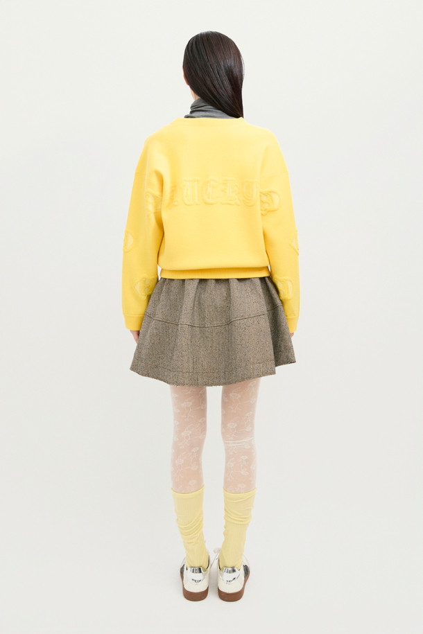 LUCKY CHOUETTE - 스웨터 - Emblem Weaves Knit Pullover (yellow)