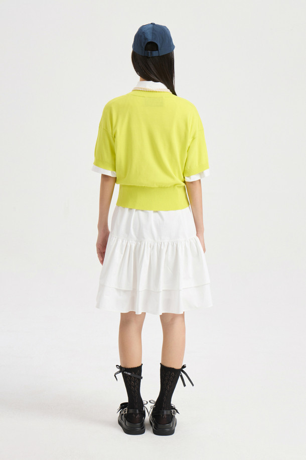 LUCKY CHOUETTE - 가디건 - Essential Half Sleeve Knit Cardigan (yellow)