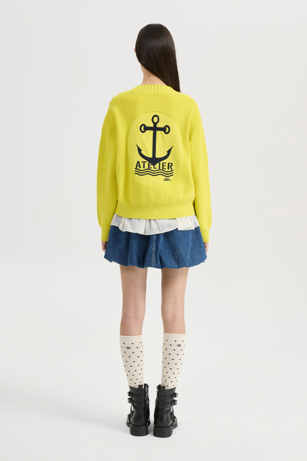 LUCKY CHOUETTE - 가디건 - [Atelier] Back Anchor Point Cardigan (yellow)