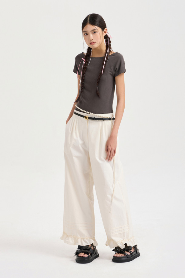 LUCKY CHOUETTE - 반소매 티셔츠 - Chouetties by LUCKY CHOUETTE_Boat Neck Half Sleeve T-shirt (grey)