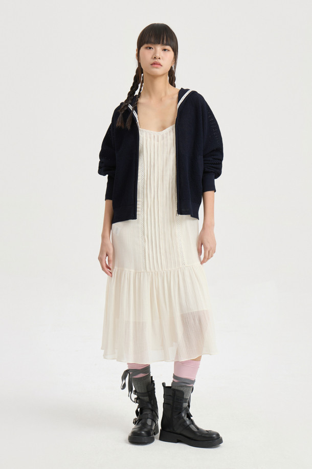 LUCKY CHOUETTE - 민소매 원피스 - Tuck Slip Dress (ivory)