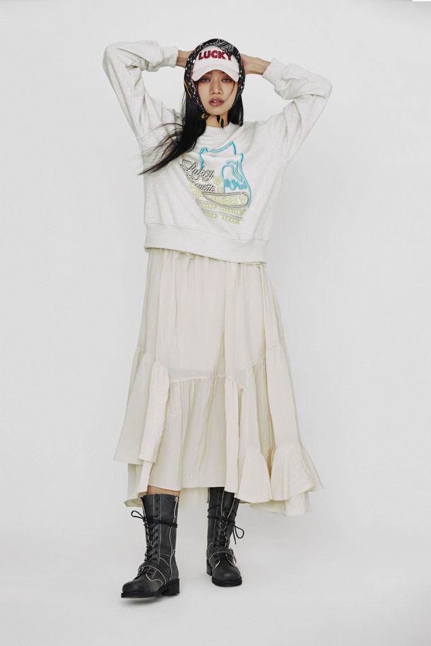 LUCKY CHOUETTE - 민소매 원피스 - [Holiday Edition] Denim Like MIX Slip Dress (light beige)