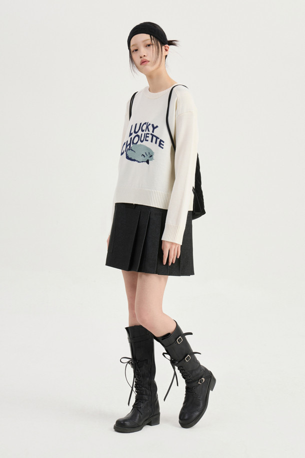 LUCKY CHOUETTE - 반소매 원피스 - U-neck Sleeveless Mini Dress (black)