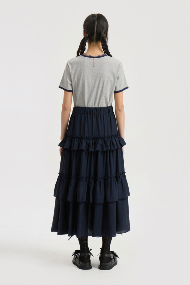 LUCKY CHOUETTE - 롱스커트 - Shirring Stripe Back Banding Long Skirt