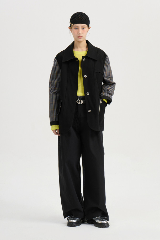 LUCKY CHOUETTE - 롱/미디팬츠 - [Atelier] Front Cotton Wide Denim Pants (black)