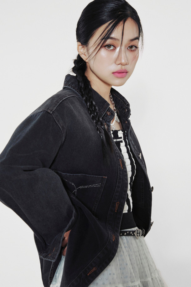 LUCKY CHOUETTE - 셔츠 - [Holiday Edition] Ribbon-decorated Denim Shirts (Dark Grey)