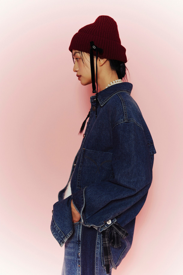 LUCKY CHOUETTE - 롱/미디팬츠 - [Holiday Edition] Stud Decorated Denim Pants (blue)