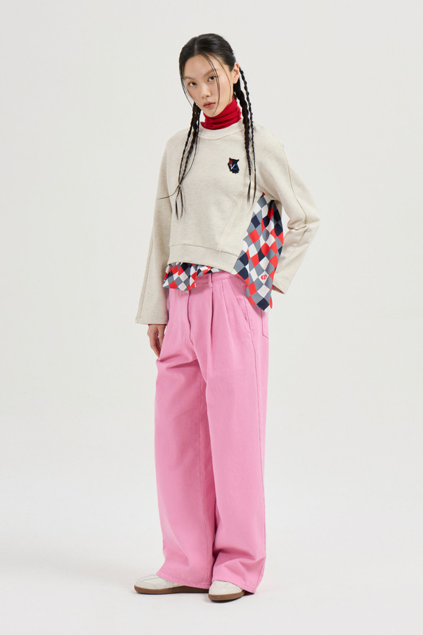 LUCKY CHOUETTE - 데님 - Two-tuck Dying Denim Pants (pink)