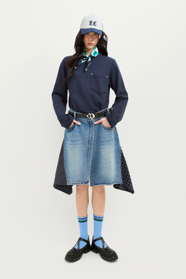 LUCKY CHOUETTE - 민소매 원피스 - Jersey Mix Denim Dress (multi color)