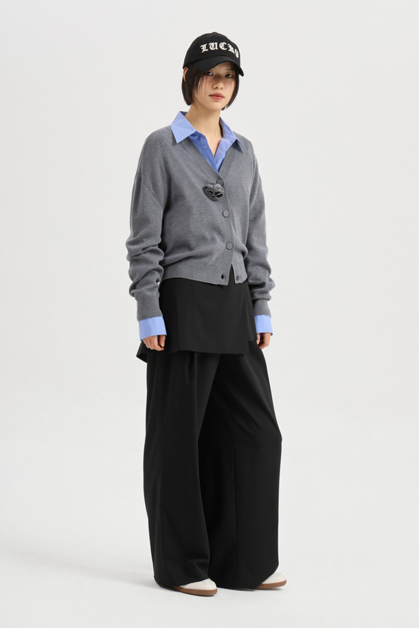 LUCKY CHOUETTE - 롱/미디팬츠 - Detachable Wrap Detail Pants (black)