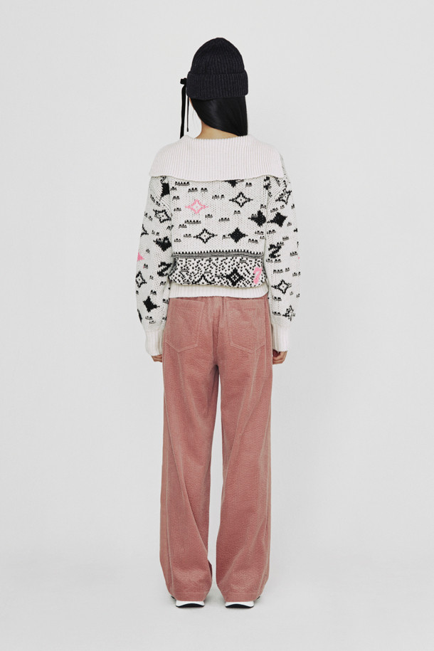 LUCKY CHOUETTE - 롱/미디팬츠 - [Holiday Edition] Side Color Corduroy Banding Pants (pink)