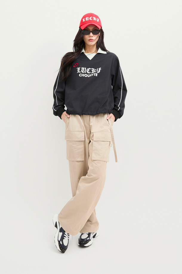 LUCKY CHOUETTE - 롱/미디팬츠 - Out Pocket Jogger Banding Pants (Fabric Belt) (beige)