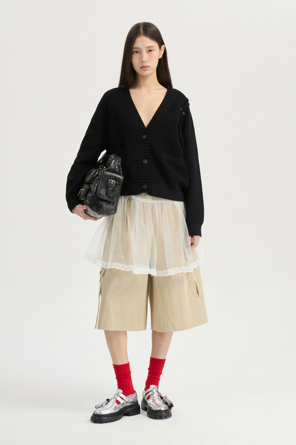 LUCKY CHOUETTE - 쇼트팬츠 - [Atelier] Pocket Point Back Banding Midi Shorts (beige)