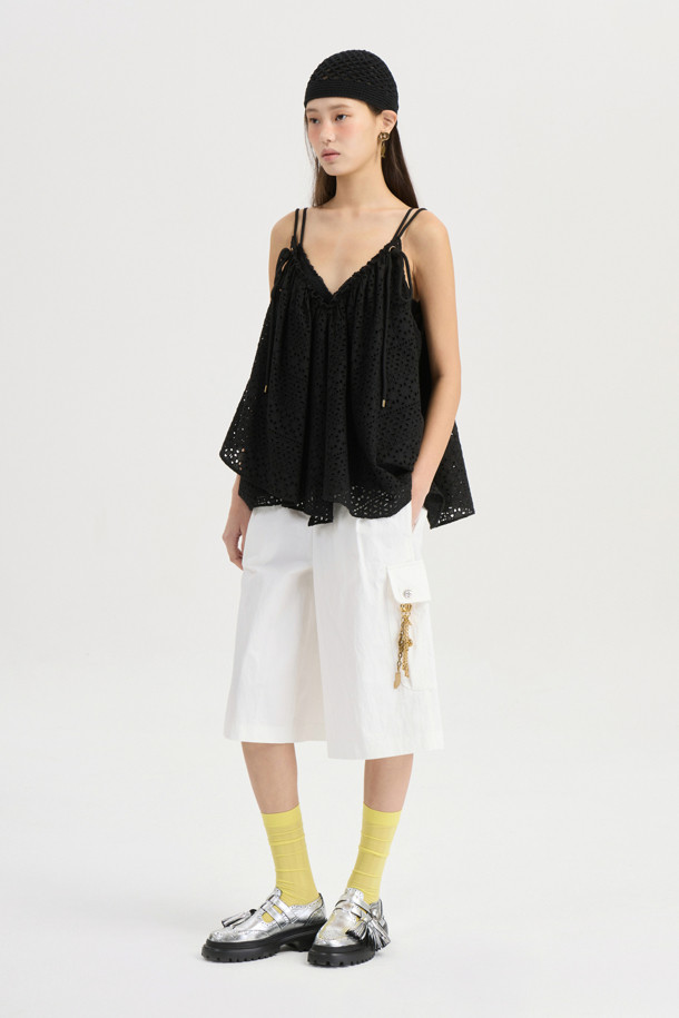 LUCKY CHOUETTE - 블라우스 - [Atelier] Eyelet Lace Top (black)