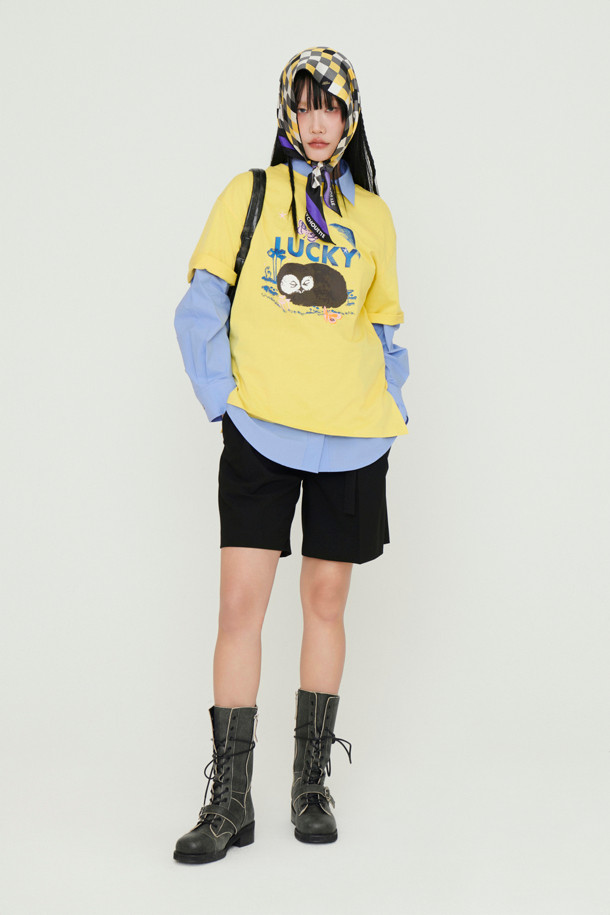 LUCKY CHOUETTE - 반소매 티셔츠 - Chouette Point Half Sleeve T-shirt (yellow)